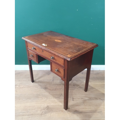 514 - A 19th Century mahogany Lowboy with fan inlay and chequer stringing fitted long drawer over two shor... 