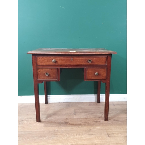 514 - A 19th Century mahogany Lowboy with fan inlay and chequer stringing fitted long drawer over two shor... 