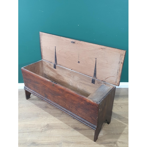 536 - An 18th Century elm six plank Chest with internal candle box 4ft W x 1ft 9in H (R3)