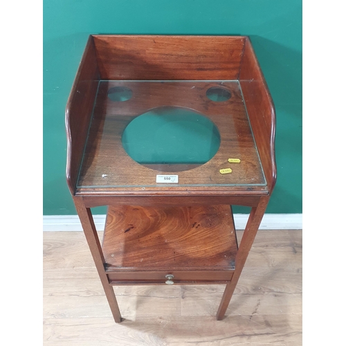 550 - A 19th Century mahogany Washstand with raised back fitted single drawer 3ft 1in H x 1ft 4in W