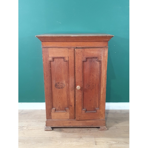 571 - An antique French walnut Cupboard fitted pair of moulded panel doors on stepped feet 3ft 6in H x 2ft... 