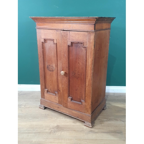 571 - An antique French walnut Cupboard fitted pair of moulded panel doors on stepped feet 3ft 6in H x 2ft... 