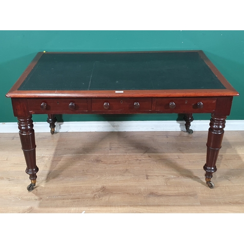 577 - A 19th Century mahogany Writing Table, the leathered top above three freize drawers opposed by dummy... 