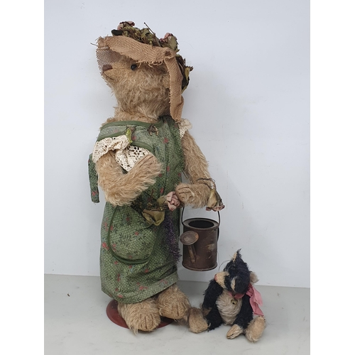 6 - A Teddy Bear dressed as a gardener with watering can 17 1/2in H, a Richard Land Teddy Bear, a small ... 