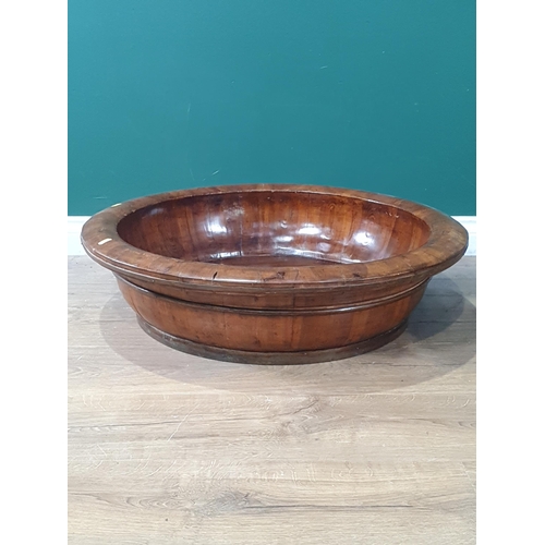 631 - A large stained pine Dairy Bowl of coopered construction A/F 2ft 5in D (R7)