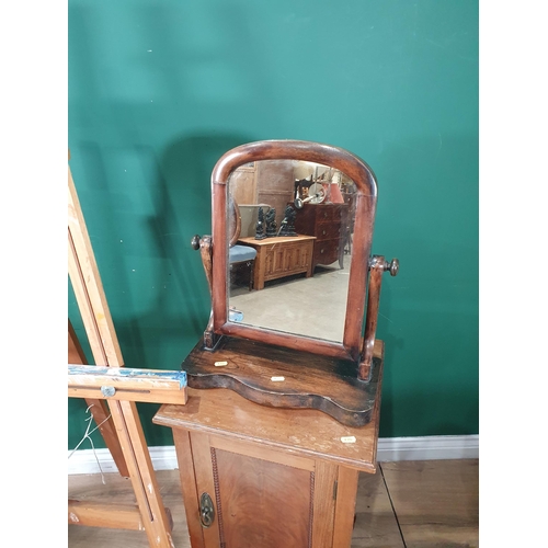 637 - A walnut Pot Cupboard, blue painted Nest of Occasional Tables, a mahogany Dressing Mirror, Edwardian... 