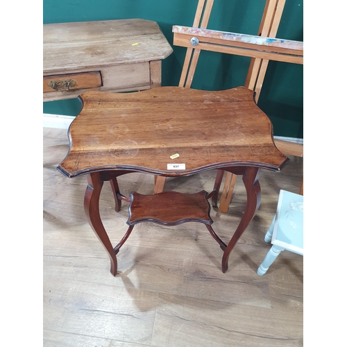 637 - A walnut Pot Cupboard, blue painted Nest of Occasional Tables, a mahogany Dressing Mirror, Edwardian... 