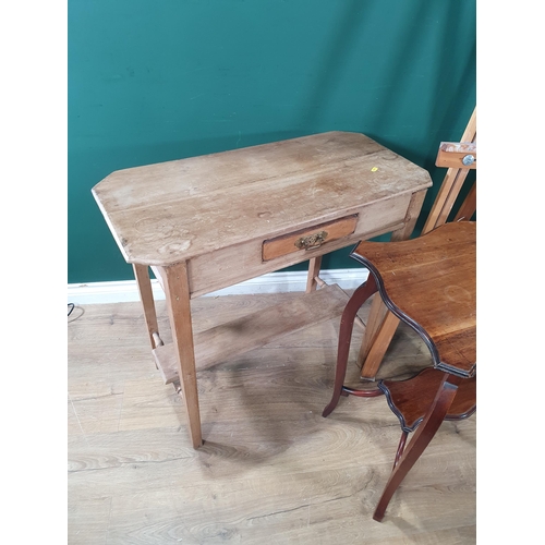 637 - A walnut Pot Cupboard, blue painted Nest of Occasional Tables, a mahogany Dressing Mirror, Edwardian... 