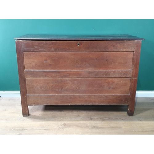 640 - An antique oak Dowry Chest with two horizontal panel front 4ft 7in W x 3ft 1in H (R6)