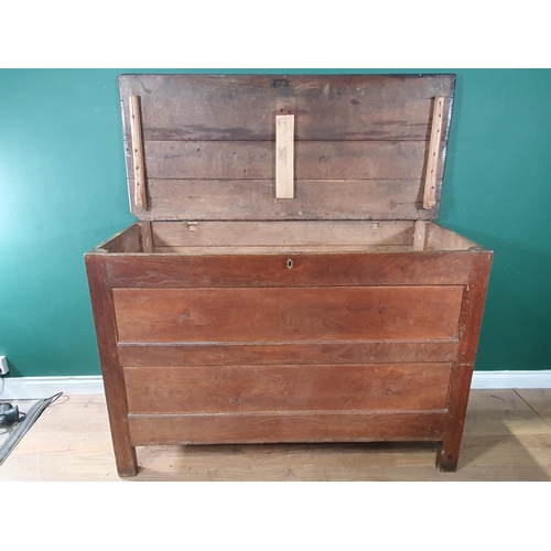 640 - An antique oak Dowry Chest with two horizontal panel front 4ft 7in W x 3ft 1in H (R6)