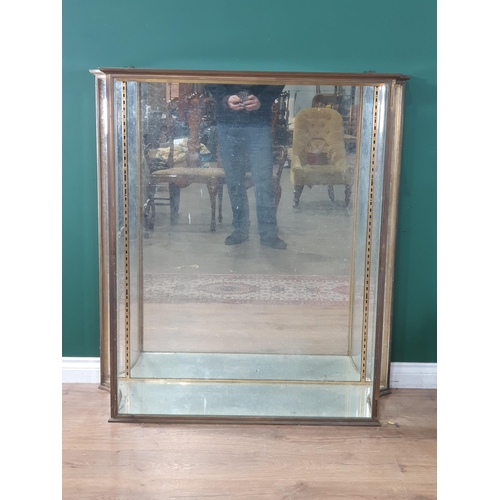 74 - An antique glass Cabinet with brass frame and mirror back 3ft 11in H x 3ft 9in W (R6)