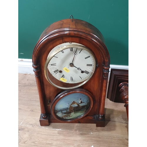 746 - A Continental walnut cased Wall Clock 3ft 3in L and a walnut cased Mantle Clock with circular painte... 