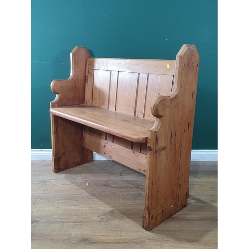 747 - An antique pine Church Pew 3ft 4in W x 3ft 1in H (R9)