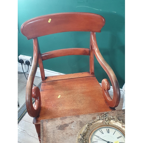 754 - A Victorian bar back Elbow Chair, a white painted wicker Chair, two Commodes A/F, Stool, black Occas... 