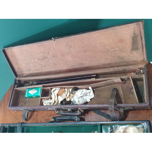 759 - A leather fitted Gun Case bearing Charles Lancaster label, another leather Gun Case and a canvas cov... 