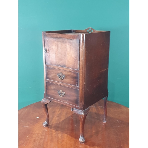 777 - A Georgian style mahogany Bedside Cupboard on cabriole front supports 2ft 5in H x 1ft 2in W (R8)