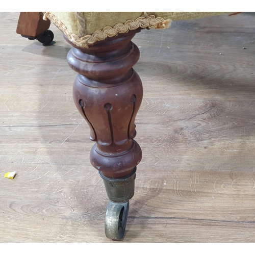 78 - A 19th Century gold button upholstered Chair mounted on walnut supports 3ft 4in H x 2ft 2in W (R6)