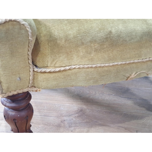 78 - A 19th Century gold button upholstered Chair mounted on walnut supports 3ft 4in H x 2ft 2in W (R6)