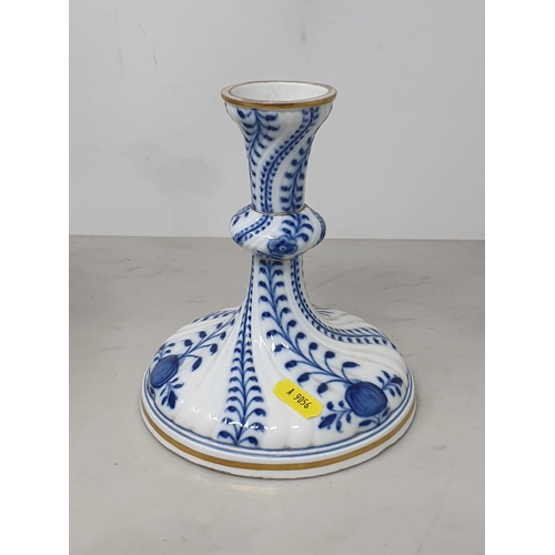 802 - A 19th Century Meissen blue and white Jardinière and a Meissen Candlestick (R2)