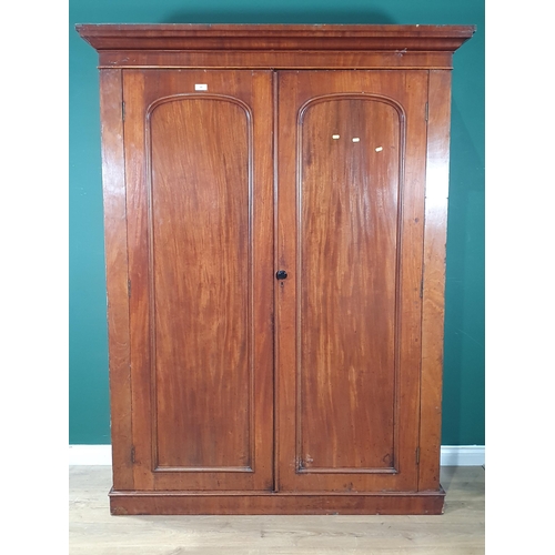 88 - A Victorian mahogany Wardrobe fitted two arched panel doors on plinth base 6ft 6in H x 5ft W (R6)