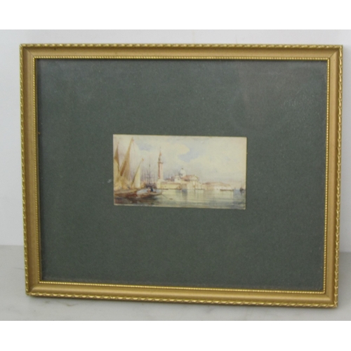 401 - ASCRIBED TO WILLIAM WYLD. Venice, bears initials and indistinct date watercolour,1 1/2 x 3 1/4 in; a... 