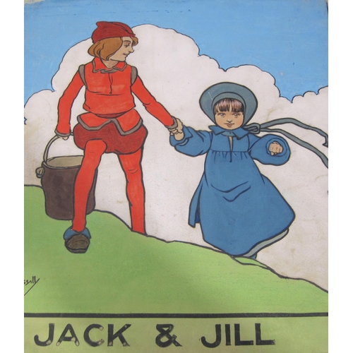 408 - JOHN HASSALL. 'Jack and Jill' and 'The Fall', black ink and gouache, unframed, 16 x 14 1/2 in; toget... 