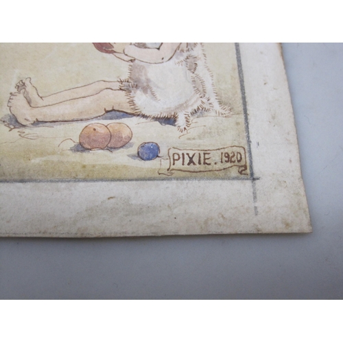 415 - PIXIE. Children at a Beach, signed and dated 1920, watercolour, unframed, 12 x 8 1/2 in