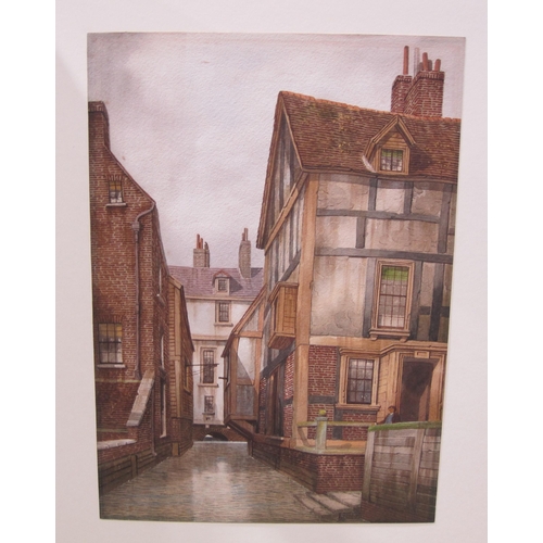 428 - A Folio of unframed watercolours including a view of Elvet Bridge, Durham by Fred Jay Girling; a car... 