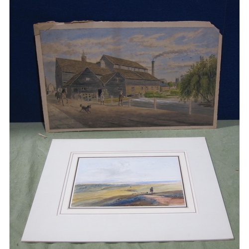 428 - A Folio of unframed watercolours including a view of Elvet Bridge, Durham by Fred Jay Girling; a car... 