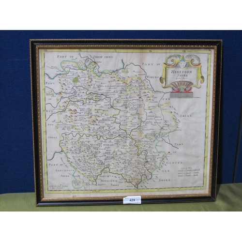 429 - ROBERT MORDEN. A Map of Herefordshire, engraved map, coloured, 14 x 16 in; a modern printed colour f... 