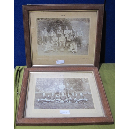 444 - Five framed photographs relating to the racehorse' Fort Knight'; two framed team photos for sports t... 