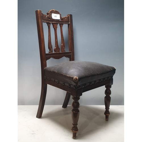 813 - A walnut child's Chair with leather seat (R9)