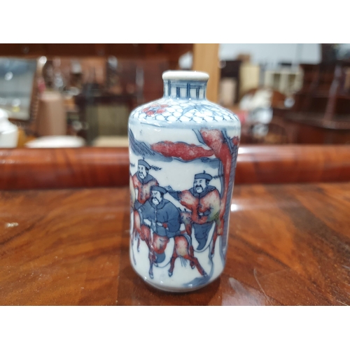 351 - A 19th Century Cantonese Tankard with polychrome design of figures, two pairs of miniature Chinese b... 