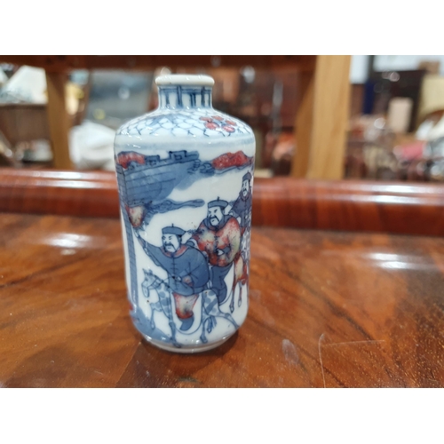 351 - A 19th Century Cantonese Tankard with polychrome design of figures, two pairs of miniature Chinese b... 