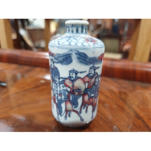 351 - A 19th Century Cantonese Tankard with polychrome design of figures, two pairs of miniature Chinese b... 