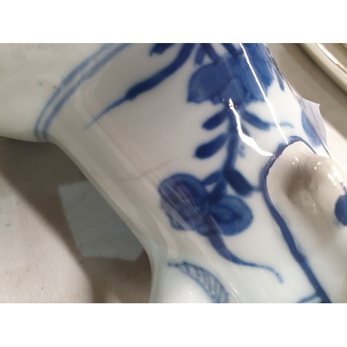 307 - A Chinese famille rose Jug and Cover, a Chinese blue and white Teapot and Cover A/F, a Chinese blue ... 