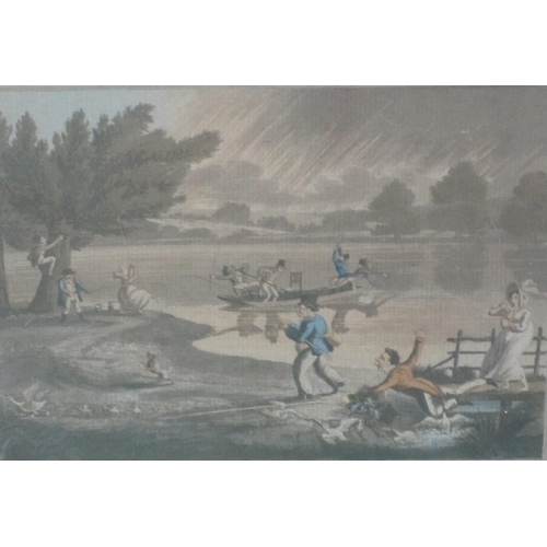 409 - THOMAS MCLEAN, PUBLISHER 'Smiling Showers o Ducks in Delight', coloured aquatint engraving,Pl.6 x 8 ... 