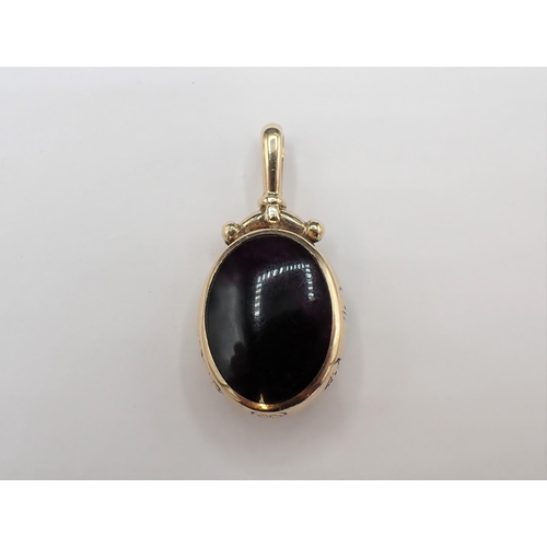 179 - A Blue John Pendant set oval stone in 9ct gold frame, approx  37mm long including bale, approx 10.70... 