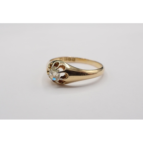 183 - An Edwardian Diamond single stone Ring claw-set cushion-cut stone in 18ct gold, ring size T, approx ... 