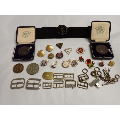 202 - Small collection of Badges, Buckles, Medals etc