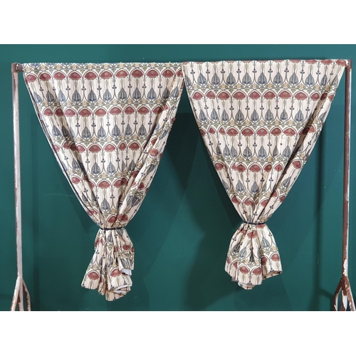 467 - A pair of Charles Rennie Mackintosh style Curtains with stylised art and crafts floral design on cre... 