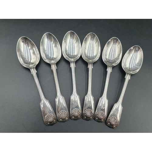 108 - A part Set of Victorian silver Cutlery fiddle, thread and shell pattern, engraved initial B, Sheffie... 