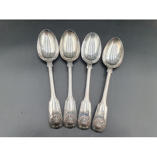 108 - A part Set of Victorian silver Cutlery fiddle, thread and shell pattern, engraved initial B, Sheffie... 