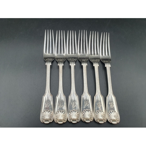 108 - A part Set of Victorian silver Cutlery fiddle, thread and shell pattern, engraved initial B, Sheffie... 