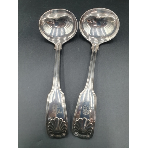 108 - A part Set of Victorian silver Cutlery fiddle, thread and shell pattern, engraved initial B, Sheffie... 