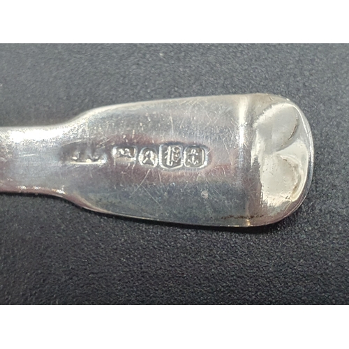 121 - A Victorian silver Caddy Spoon fiddle pattern, Birmingham 1838, and another with scallop bowl and br... 