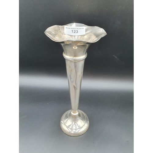 123 - A George V large silver Spill Vase on circular base, Birmingham 1919, 11in