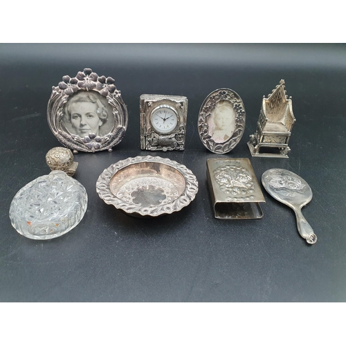 129 - An Edward VII silver miniature Prayer Book Cover and Mirror embossed cherub masks, Birmingham 1902 a... 