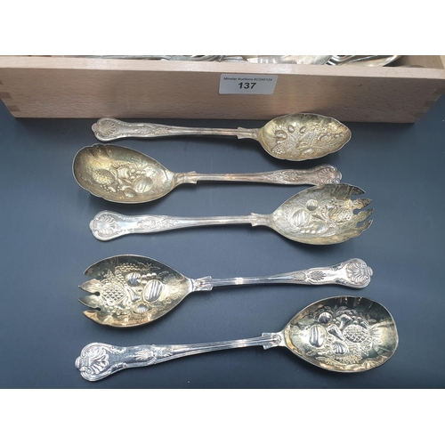 137 - A quantity of Community plated Cutlery and five plated Berry Spoons (R2)