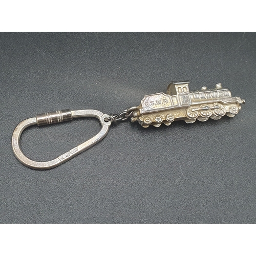 140 - A modern silver Key Fob with 2-6-6 G.S.W.R Locomotive, Edinburgh 1995, maker: Hamilton & Inches, in ... 